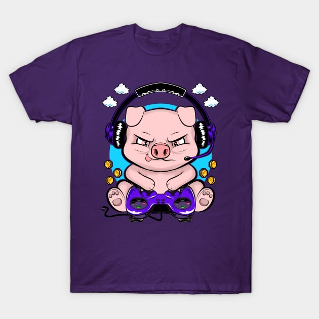 gamer pig, gaming addicts T-Shirt by the house of parodies